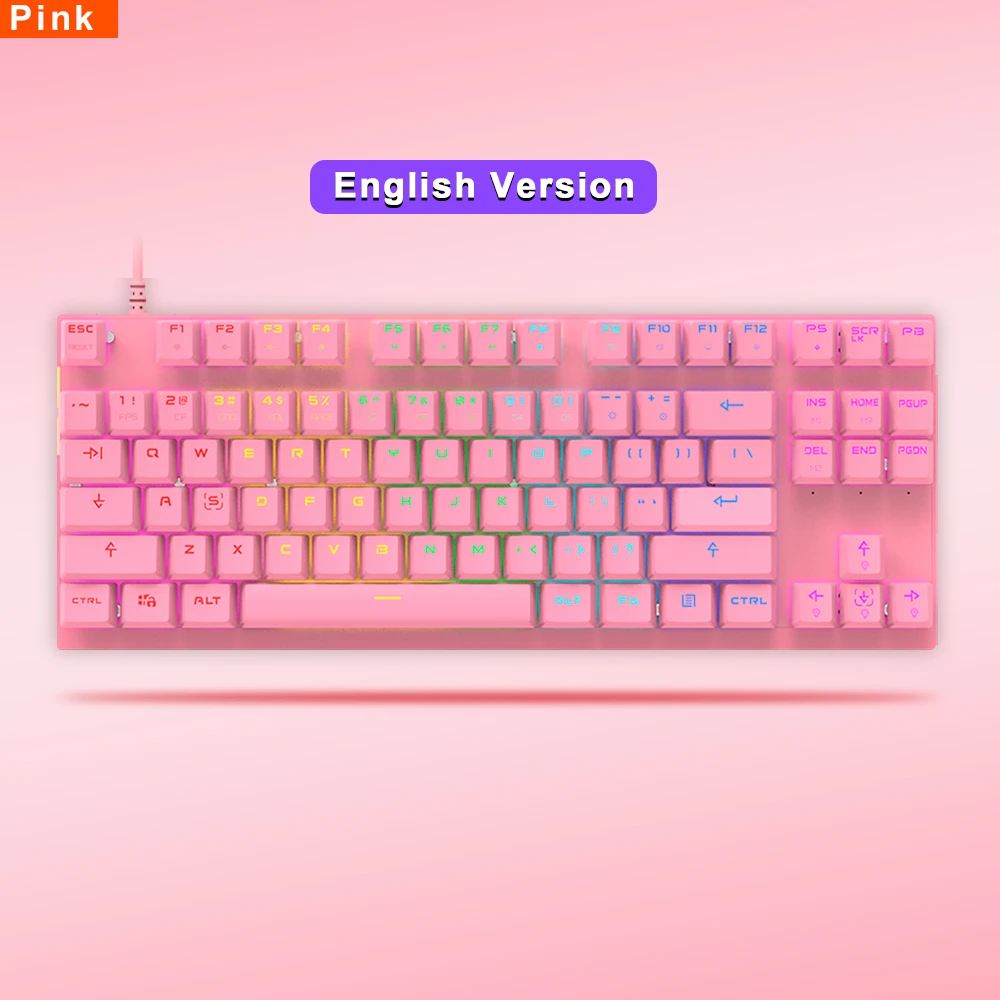 

Gaming Mechanical Keyboard Wired USB 87 Key Keyboards Red Switch Backlight Gamer For Computer PC Russian Spanish