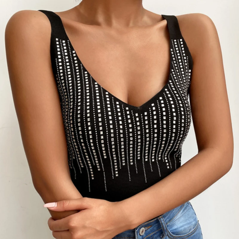 Женские сексуальные платья без рукавов с v образным вырезом топ на бретелях