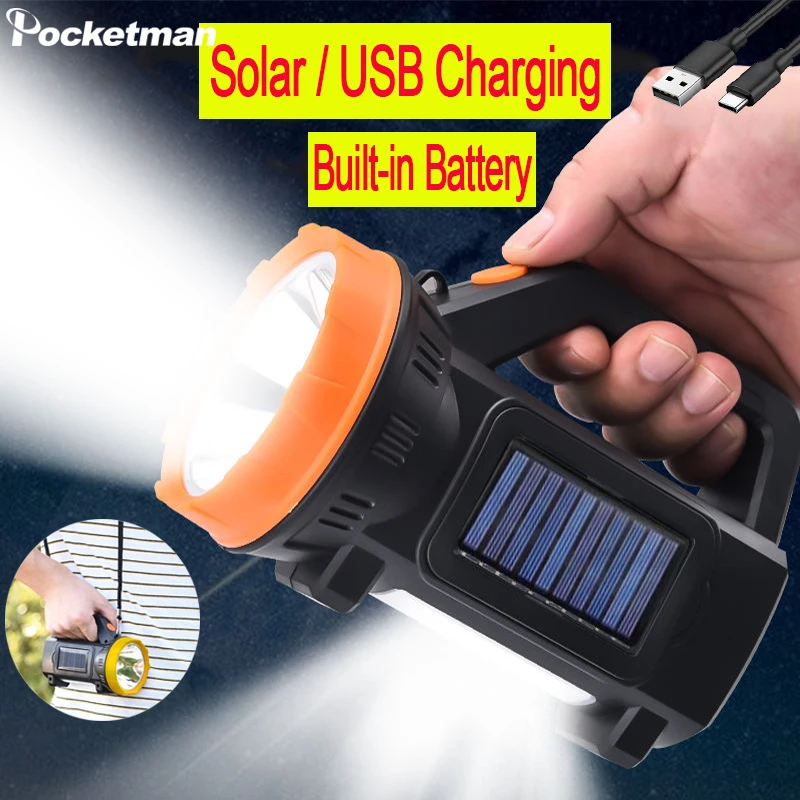 

Портативная поисковая лампа, ручной Точечный светильник с USB-зарядкой, светодиодный водонепроницаемый светильник льник, уличный фонарь дал...