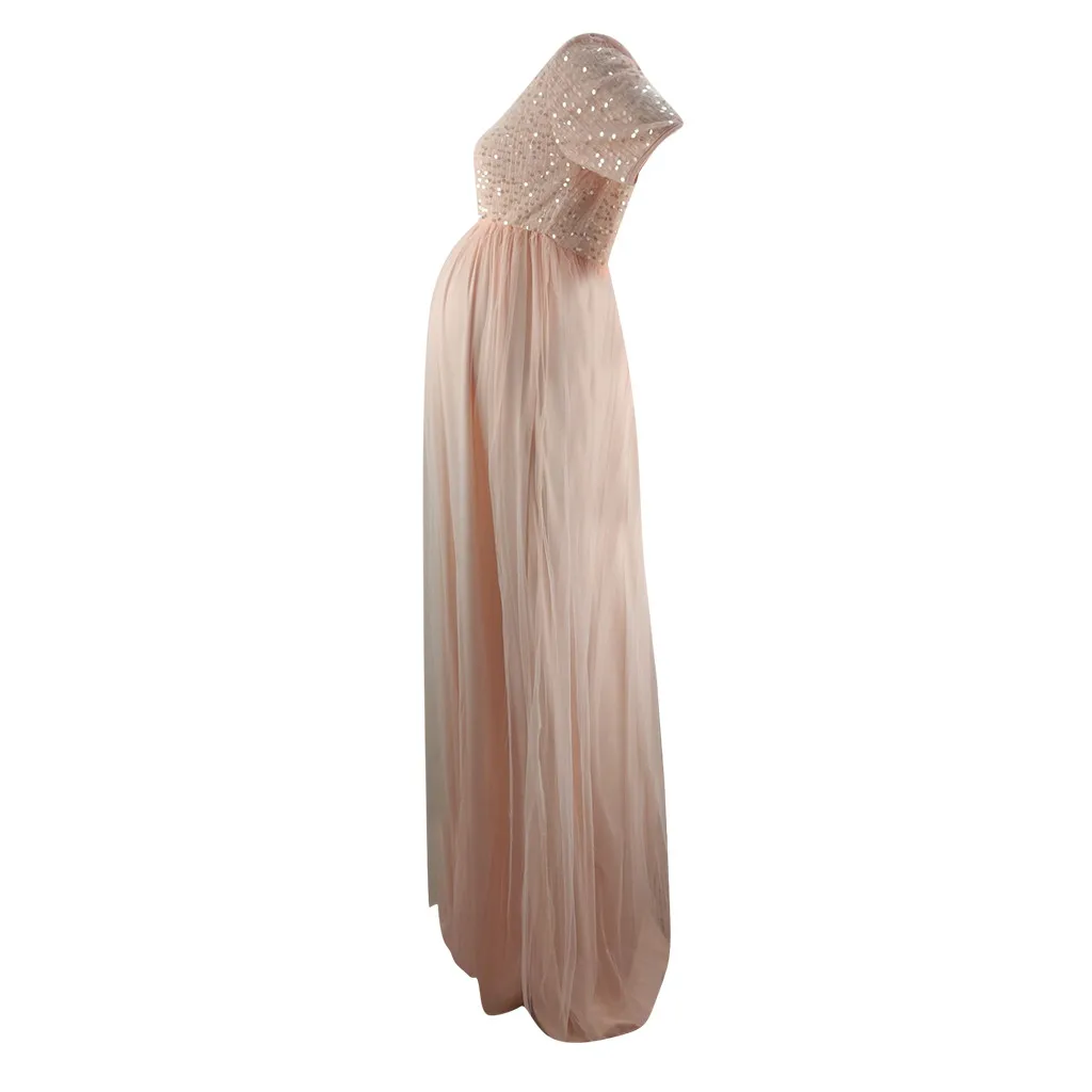 

Maternity Dresses Women Pregnants Maternity Photography Props Short Sleeve Sequined Solid Dresses Long Dress Formal Best Dresses