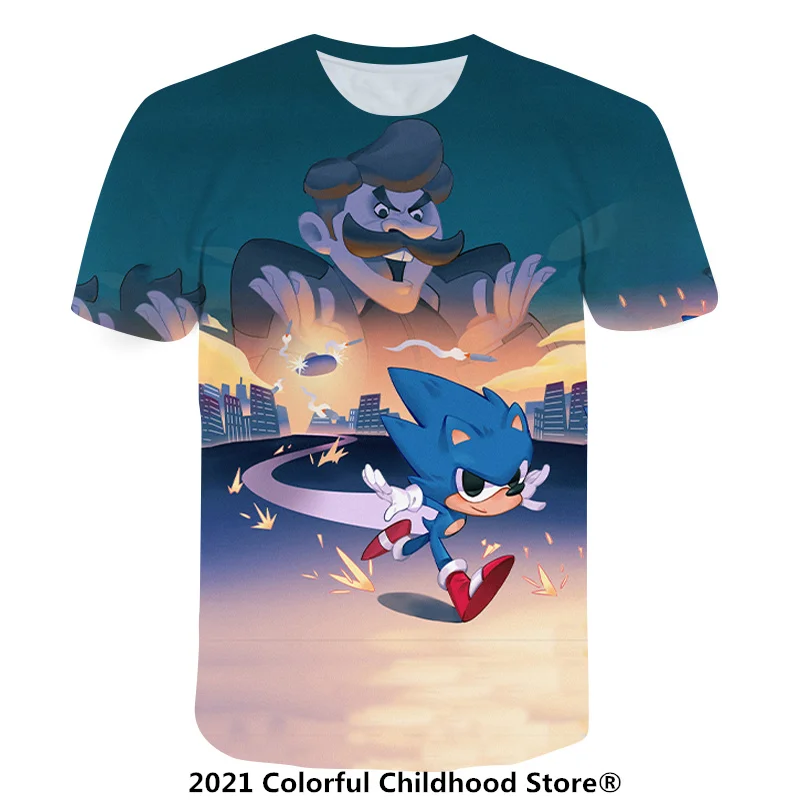 

Sonic Summer T-shirts For Children Girls Boys 3D Cartoon Printed Short Tee Sweatshirt Polyester Round Neck Kids Clothes 4-14T