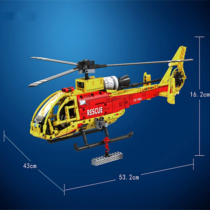 

MOC City Duiker Rescue Helicopter 663pcs High-tech Helicopter DIY Creator Model Building Blocks Bricks Toys For Kid Gift juguete