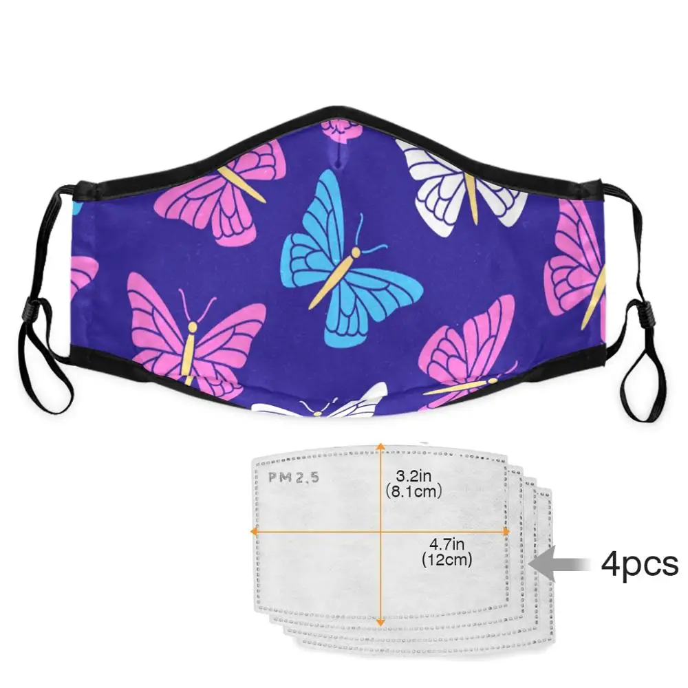 Модная маска с бабочками фильтр для замены защита от пыли настраиваемый рот