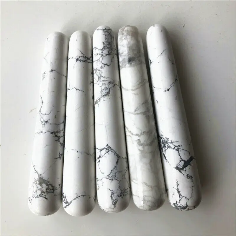 Роликовая палочка для массажа лица 1 шт. из натурального белого камня Howlite Массажа