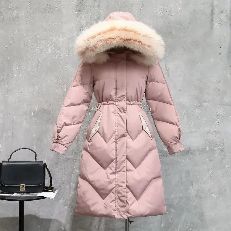 Женский пуховик с натуральным лисьим мехом белый капюшоном новинка 2020|Женские