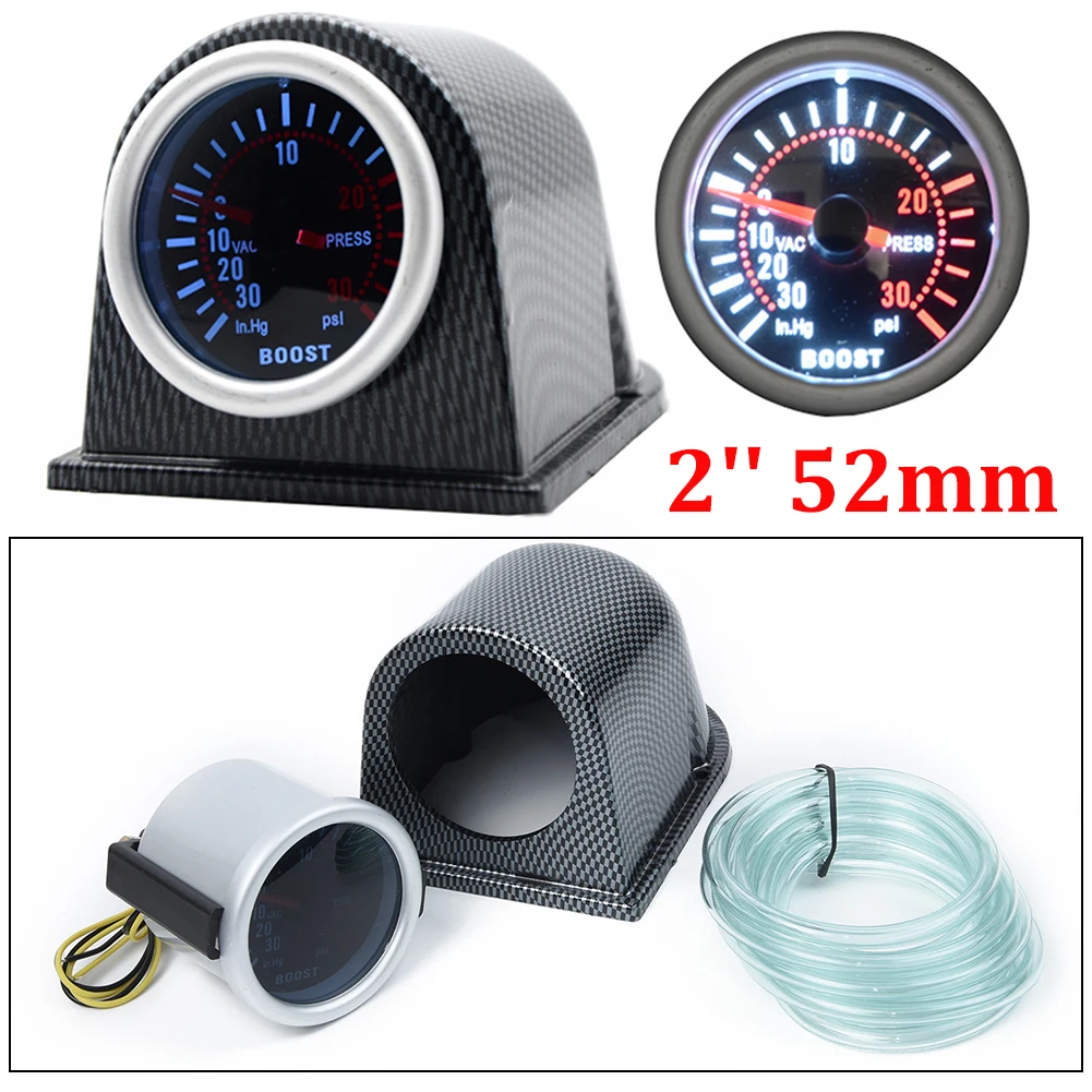 2 &quot52 мм светодиодный дым с прочной защитой циферблат Авто Бар Turbo Boost Манометр