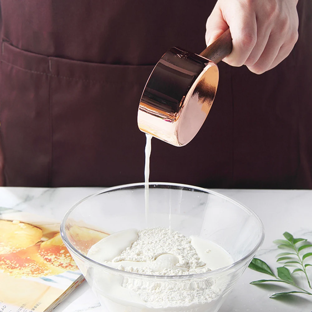 Грецкого ореха деревянной ручкой Нержавеющая сталь мерные стаканы ложки Кухня