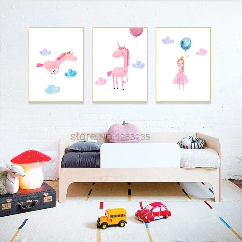 Настенный постер в скандинавском стиле картина без рамки акварель принцесса