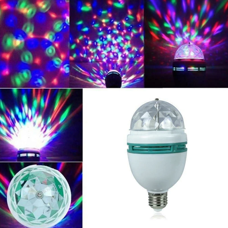 

Лазерный проектор E27 3 Вт RGB с автоматическим вращением светодиодный лампы сценический светильник диско вечерние лампа украшение дома свето...