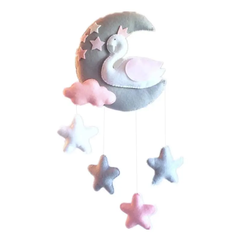 

85DE Baby Crib Non-woven Moon Stars Wind Chime Toys Kids Room Ceiling Mobile Hanging Decorations Shower Gifts