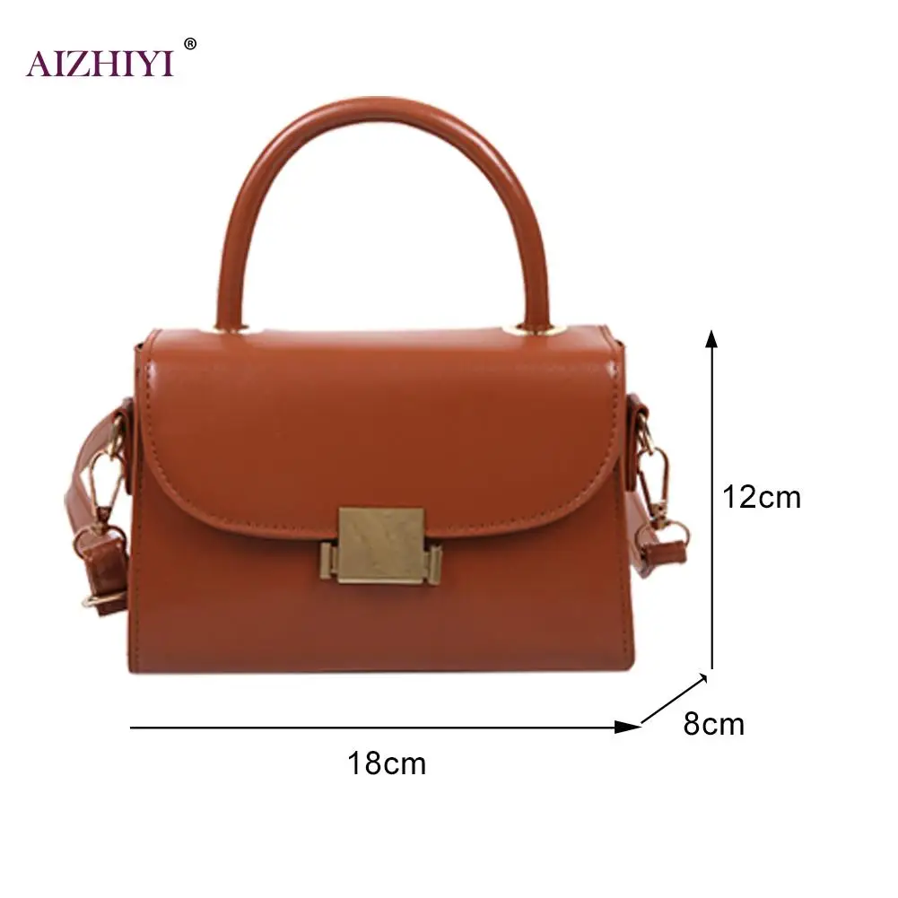 

Portable PU Leather Shoulder Purse Women Elegant Solid Color Handbags Square Messenger Tote Bag Flap Satchel
