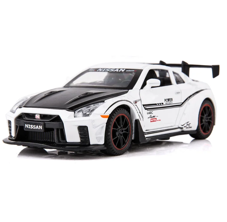 

Модель игрушечного автомобиля 1:32gtr R35 из сплава, модель украшения, детские игрушки, подарок на день рождения, Рождество, Новый Год, белый авто...
