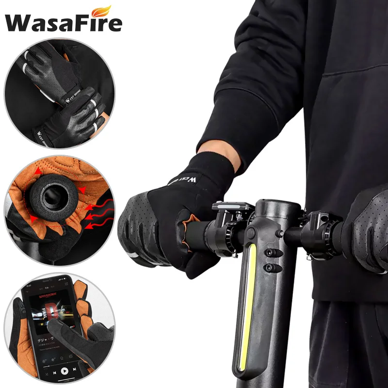 

Зимние велосипедные перчатки WasaFire с закрытыми пальцами и поддержкой запястья, велосипедные перчатки, уличные теплые спортивные мотоциклет...