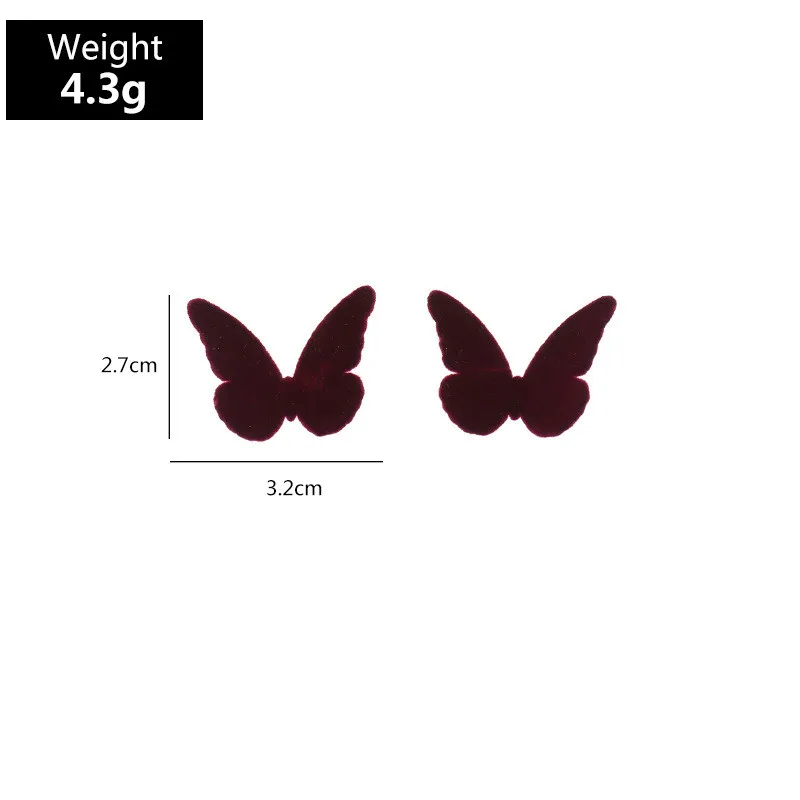 

Simple Butterfly Earrings Womens Autumn Winter Sweet Romantic Flocking Morandi Wool Korean Fashion Ear Stud Jewelry For Girls