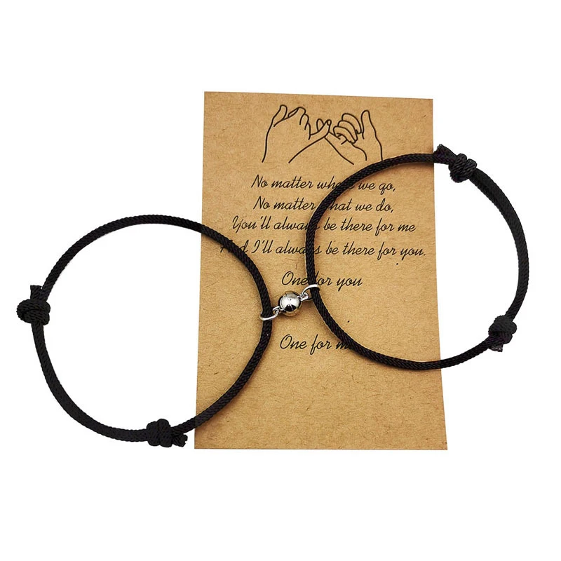 Магнитный браслет для пар ручная работа Регулируемая Веревка подходящая к