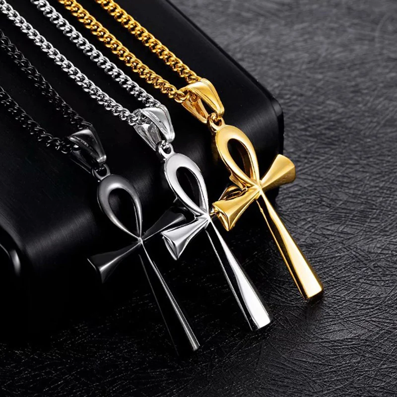 Simple Classic Fashion Cross Egyptian Ankh Life Symbol Antique Silver Color Pendant Short Long Chain Necklaces Jewelry For Women | Украшения