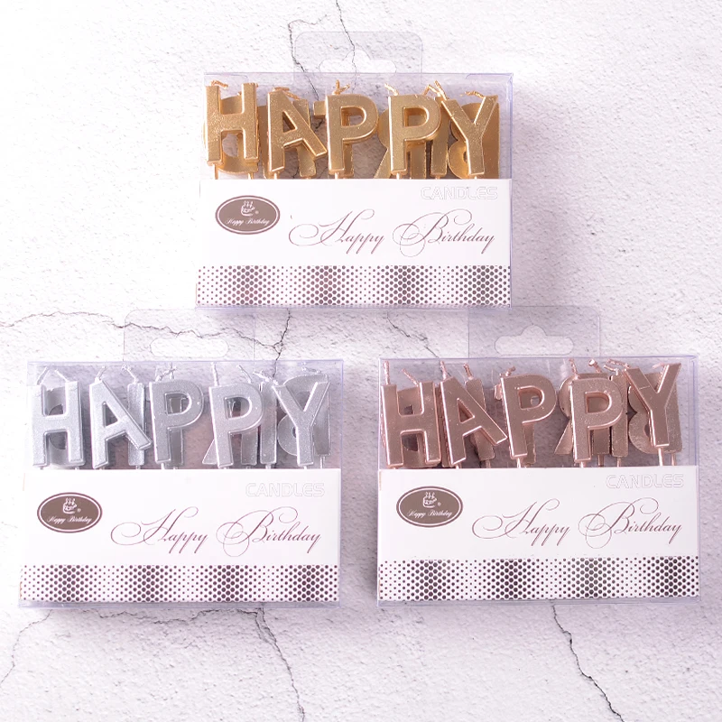 

Metal letter candle happy birthday