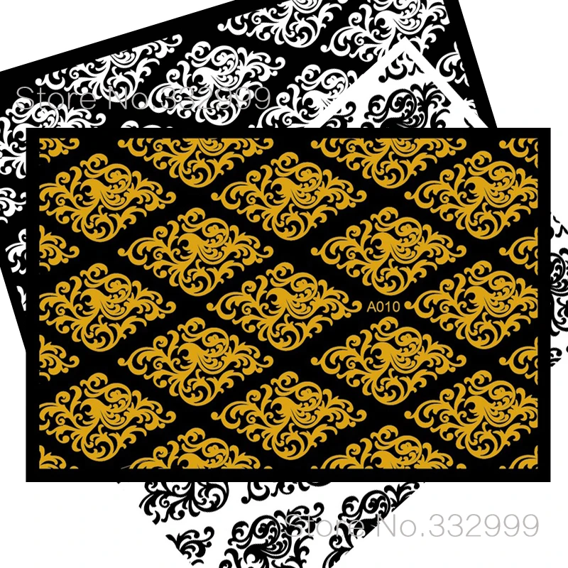 Большая наклейка для дизайна ногтей маникюрный дизайн цветок черная роскошный