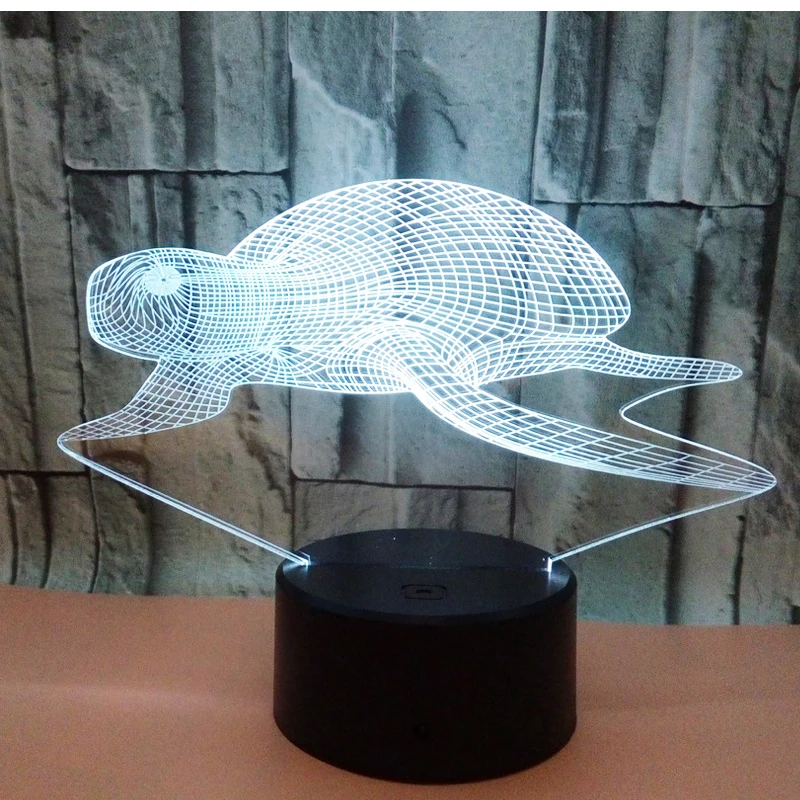 3D светодиодный ночной Светильник морская черепаха с 7 цветов светильник для