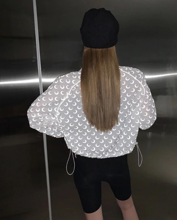 

2021 Summer New Fashion Classic Trendy Brand Luxury Design Moon Print Reflective Lapel Coat Sunscreen Shirt Coats Women M2