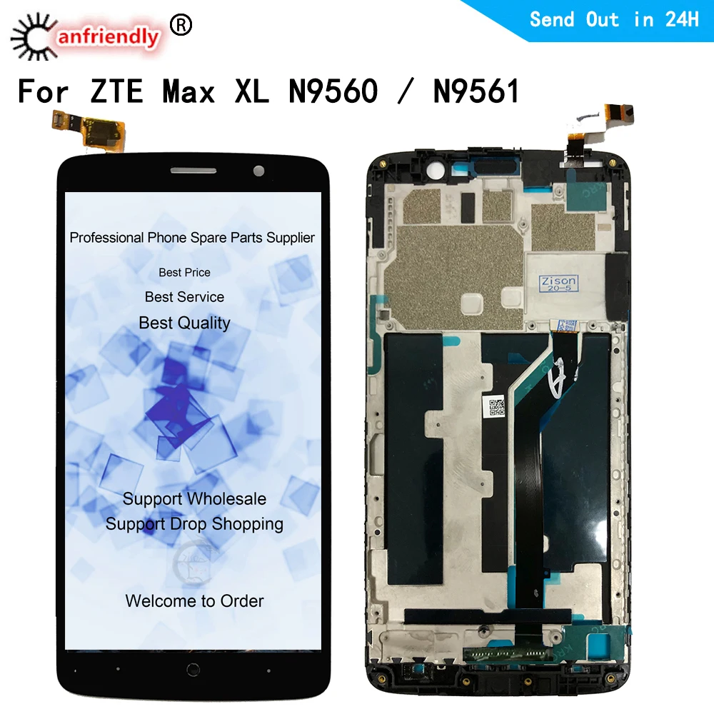 Pantalla LCD t&aacute;ctil para m&oacute;vil, repuesto de digitalizador con marco de montaje, Panel de cristal para ZTE Max XL N9560, 6,0"-0