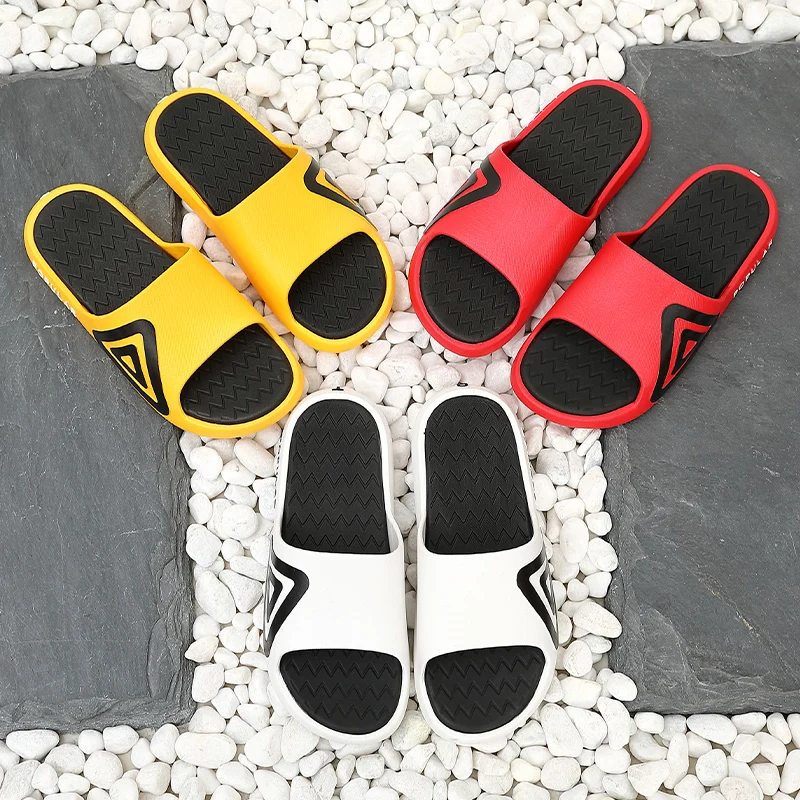 

Men Fashion Beach Slippers Summer Home Simple Couple Flip Flops Outdoor Bathroom Non-slip Solid Mens Shoes