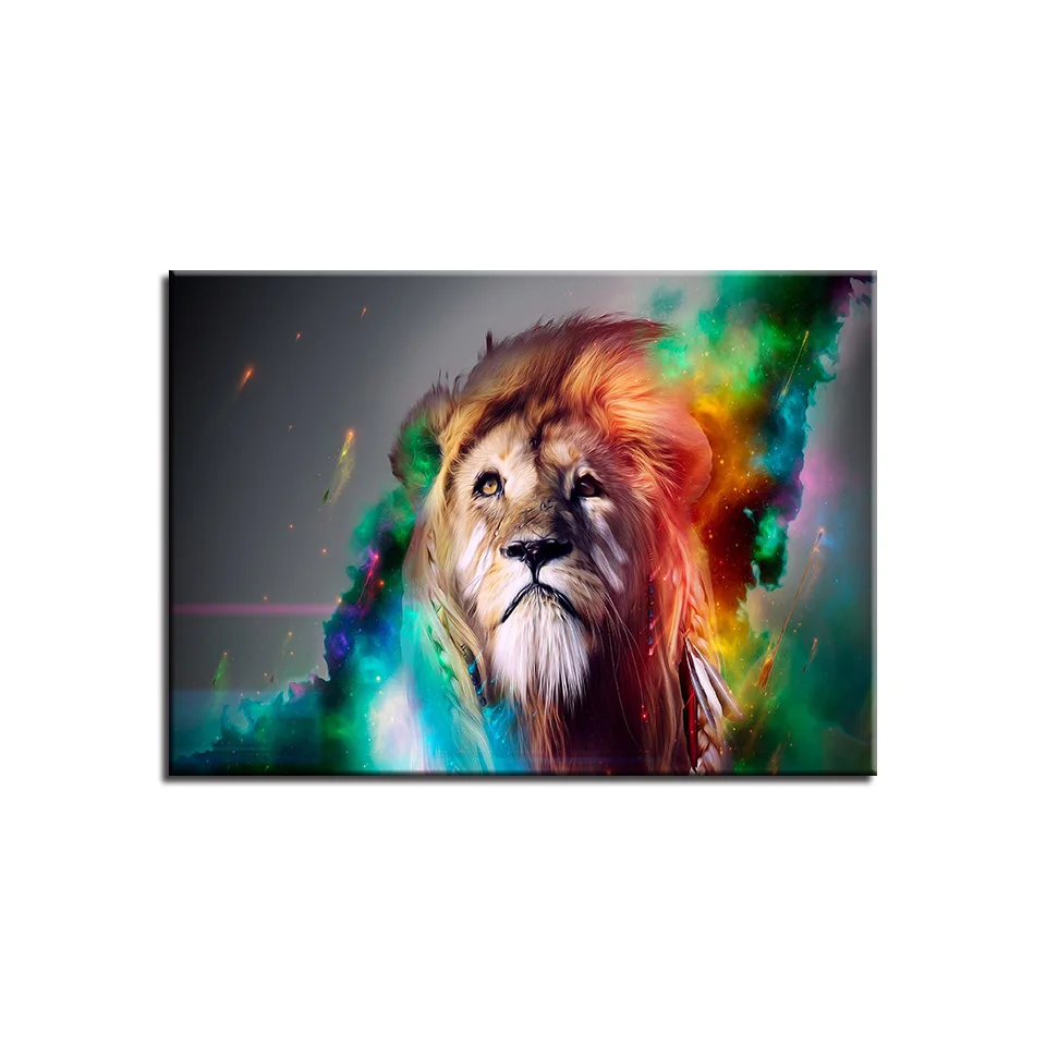 Художественная цветная картина с изображением Льва животных абстрактная маслом