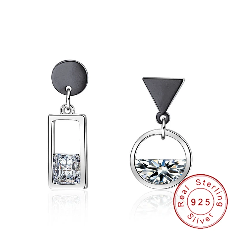 Корейские 925 пробы серебряные ассиметричные серьги минималистичные