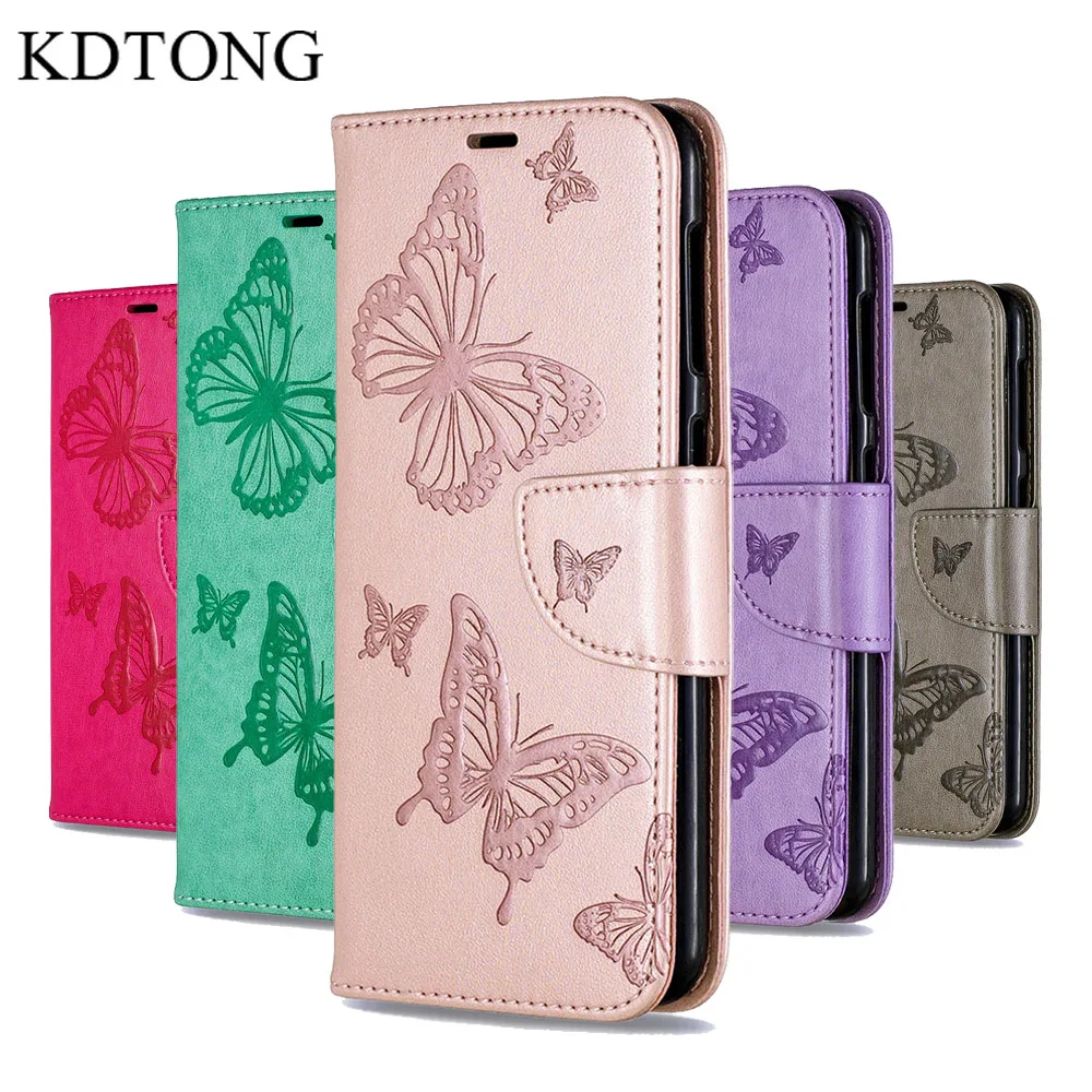 

Phone Case For Coque Samsung Galaxy A10 A20 A30 A40 A50 A70 M10 M20 M30 Case Cute Embossing butterfly Flip Leather Cover Capa