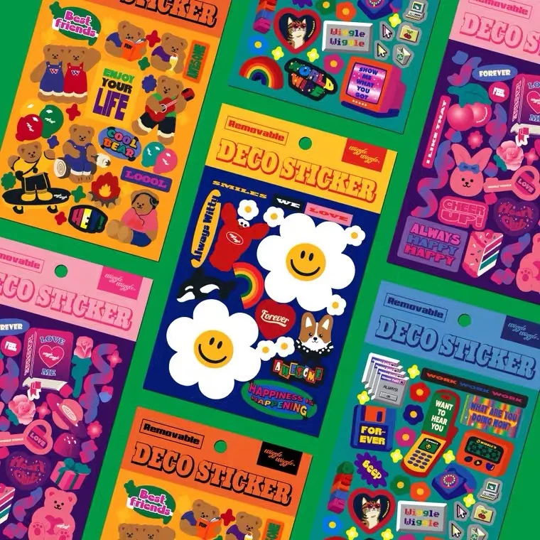 В Корейском стиле с рисунком из мультфильмов в ретро Милые наклейки