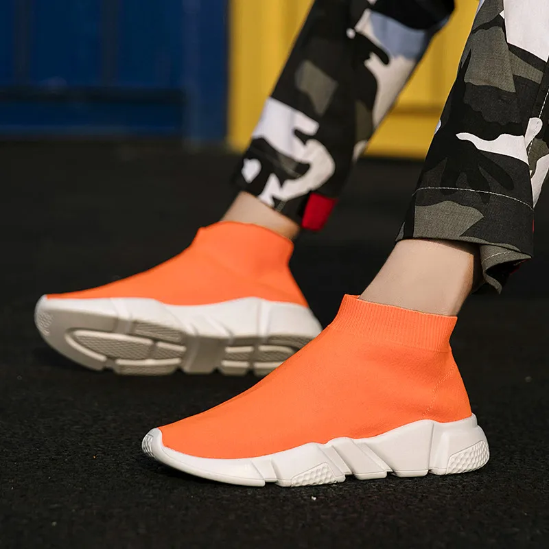 Brand Orange Socks Sneakers Slip On Women Running Shoes Lightweight High Top Trendy Shoes For Women 2020 Zapatillas De Deporte