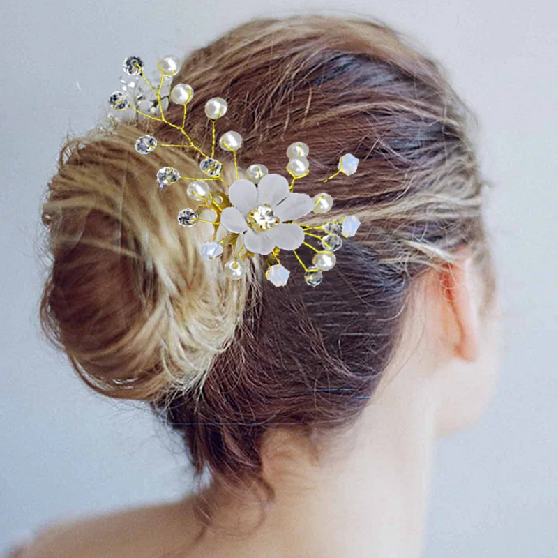 Хрустальный жемчужный гребень для волос Свадебные украшения заколки ювелирные