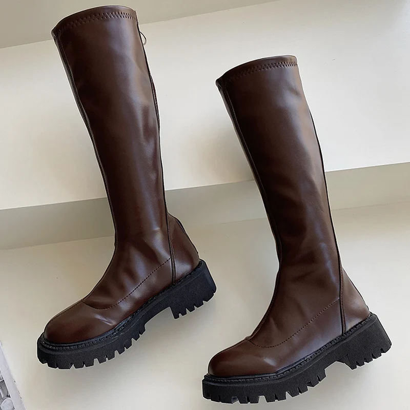 

2021 Autumn Winter Boots Women New Thick-soled Retro Boots Over Knee British Style High Boots Fashion Street Boots
