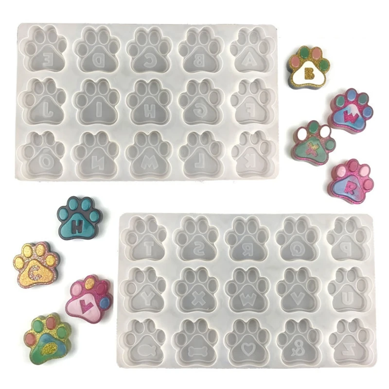

Silicone Mold Dog Paw Letter Keychain Epoxy Resin Mold DIY Keychain Pendant Jewelry for Valentine's Day Birthday Gift