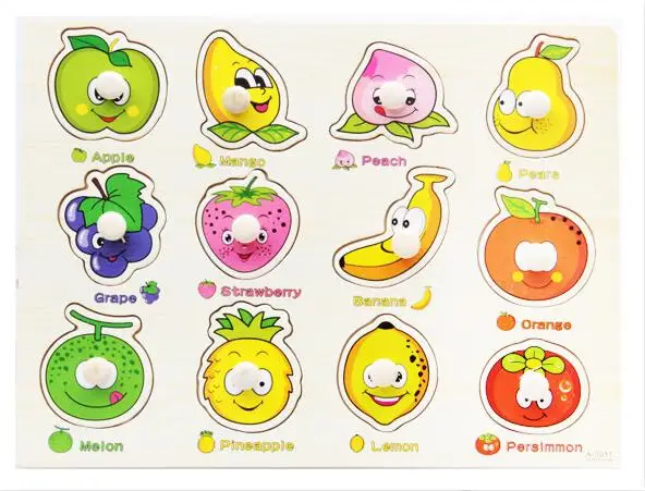 Fruit DC 1 шт. деревянная цифровая буква фруктовая ручная захватывающая Головоломка детская деревянная игрушка, подарок Когнитивное раннее образование YJN - Цвет: Fruit DC