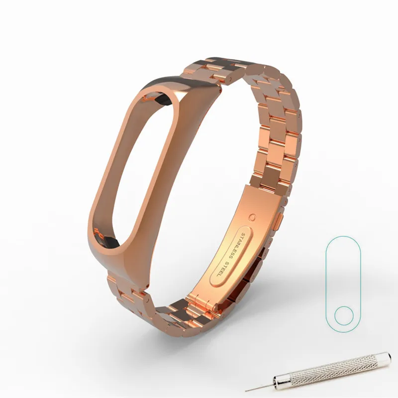 Metal Rose Gold Безвинтовой ремешок mi band 2 для браслета Xiaomi mi band 2 - Цвет: Metal Rose Gold