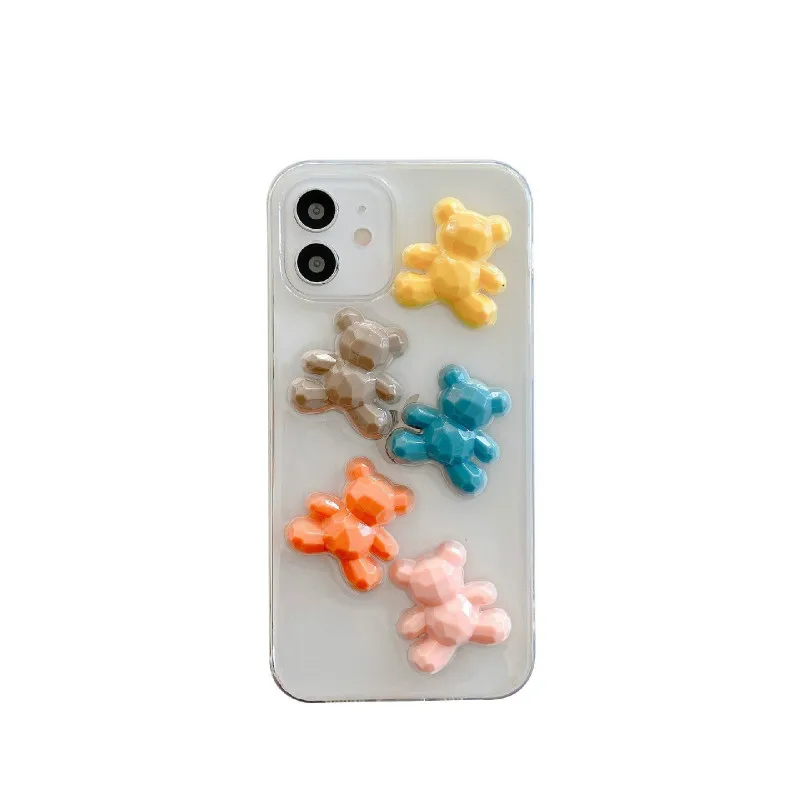 

Transparent color bear phone case is suitable for iPhone11 12Pro Max mini X XR XS XSMax 8 7PluS anti-drop protective back cover
