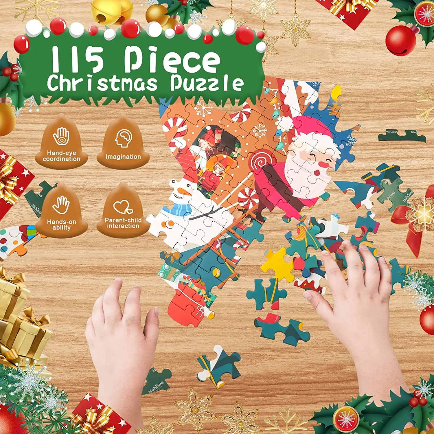 

115 Christmas Puzzle Children's Jigsaw Puzzle Santa Jigsaw Puzzle Baby Educational Toys Children's Christmas Gifts Navidad 2022