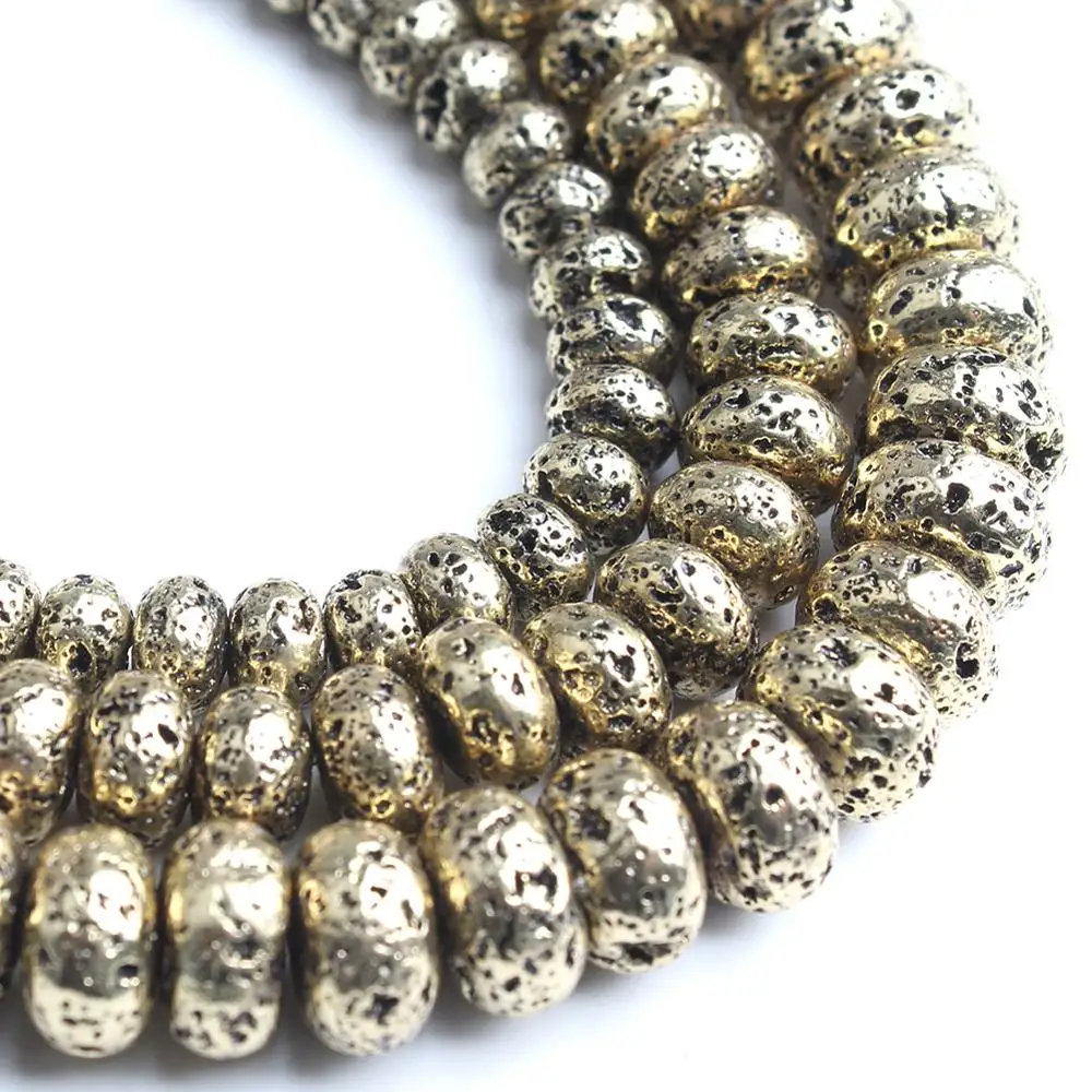 Бусины Из Натурального лавового камня Рондель плоские круглые бусины с