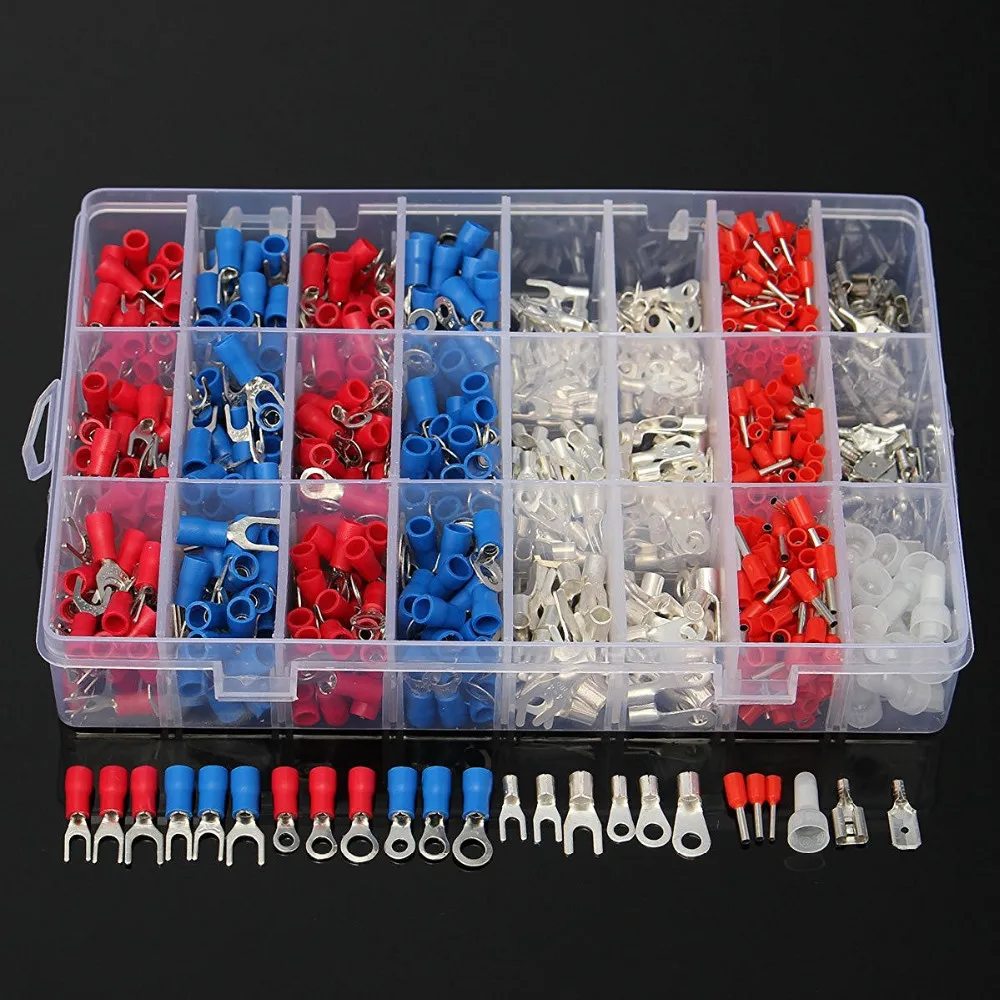 Набор обжимных клемм для электрического кабеля 1000 шт. 24 типа концевые