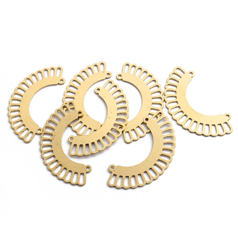 

10pcs Charms Sector Moon Connector Pendant Raw Brass Jewelry Fashion Earring Necklace Bracelet Women Jewelry Making Findings
