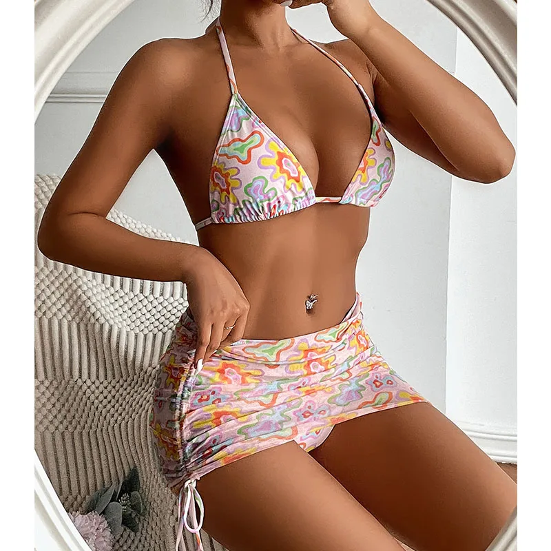 

Новые Купальники, женский купальник, комплект бикини с цветочным принтом, кружевные бикини с открытой спиной, бразильское пляжное платье, к...