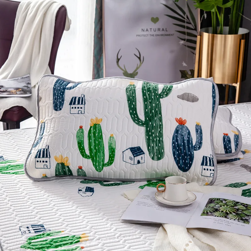 Чехол для матраса С КАКТУСОМ в тропическом стиле шелковистый латексный холодный