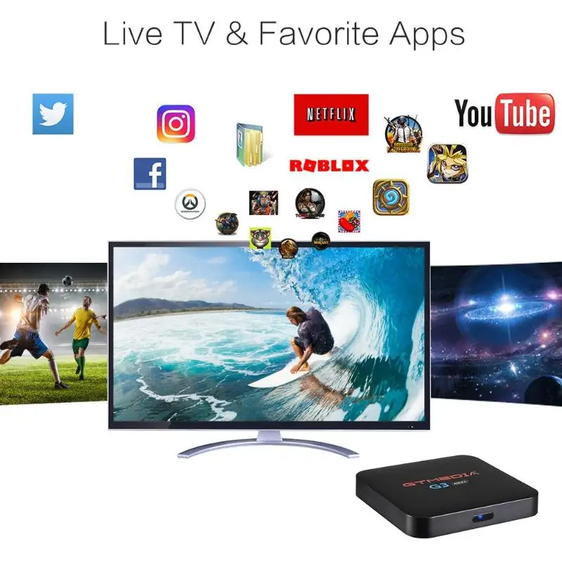 Бразилия GTmedia Android tv G3 tv Box Amlogic S905X Android 7.1.2 2 ГБ+ 16 Гб 2,4G 5G WiFi 100 Мбит/с BT4.0 поддержка 4K H.265 IP tv m3u