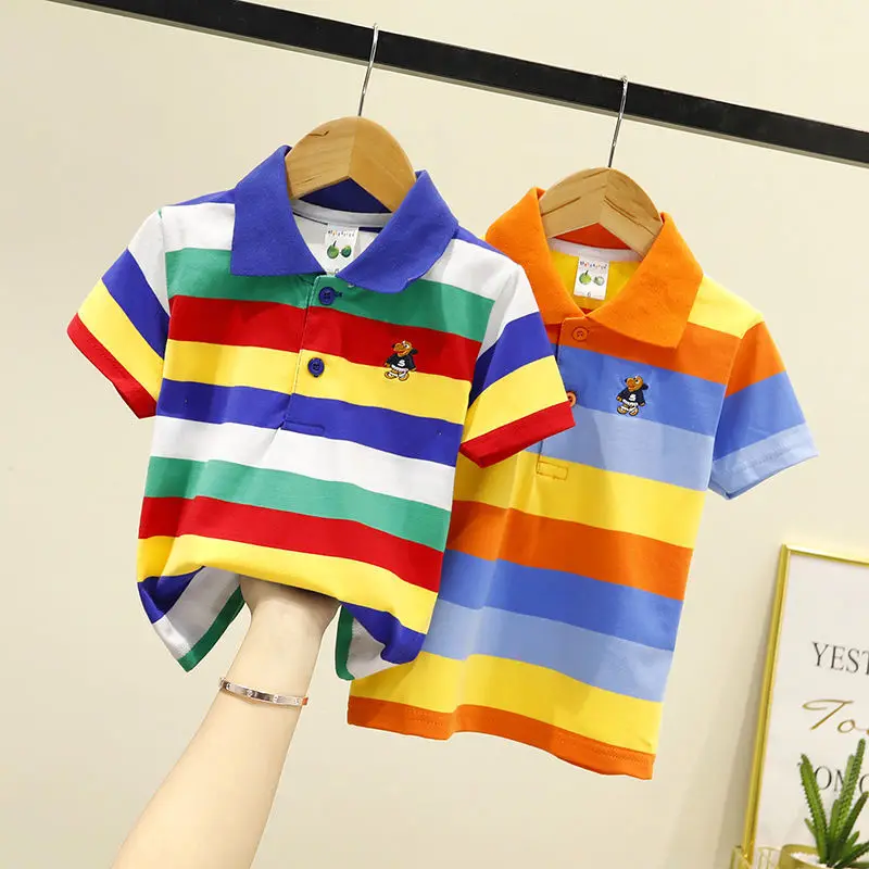 

Children's Wear Boys' Short Sleeve Polo Shirt Children's Summer Wear Short Sleeve T-shirt Pure Cotton Middle-aged Children's Bab