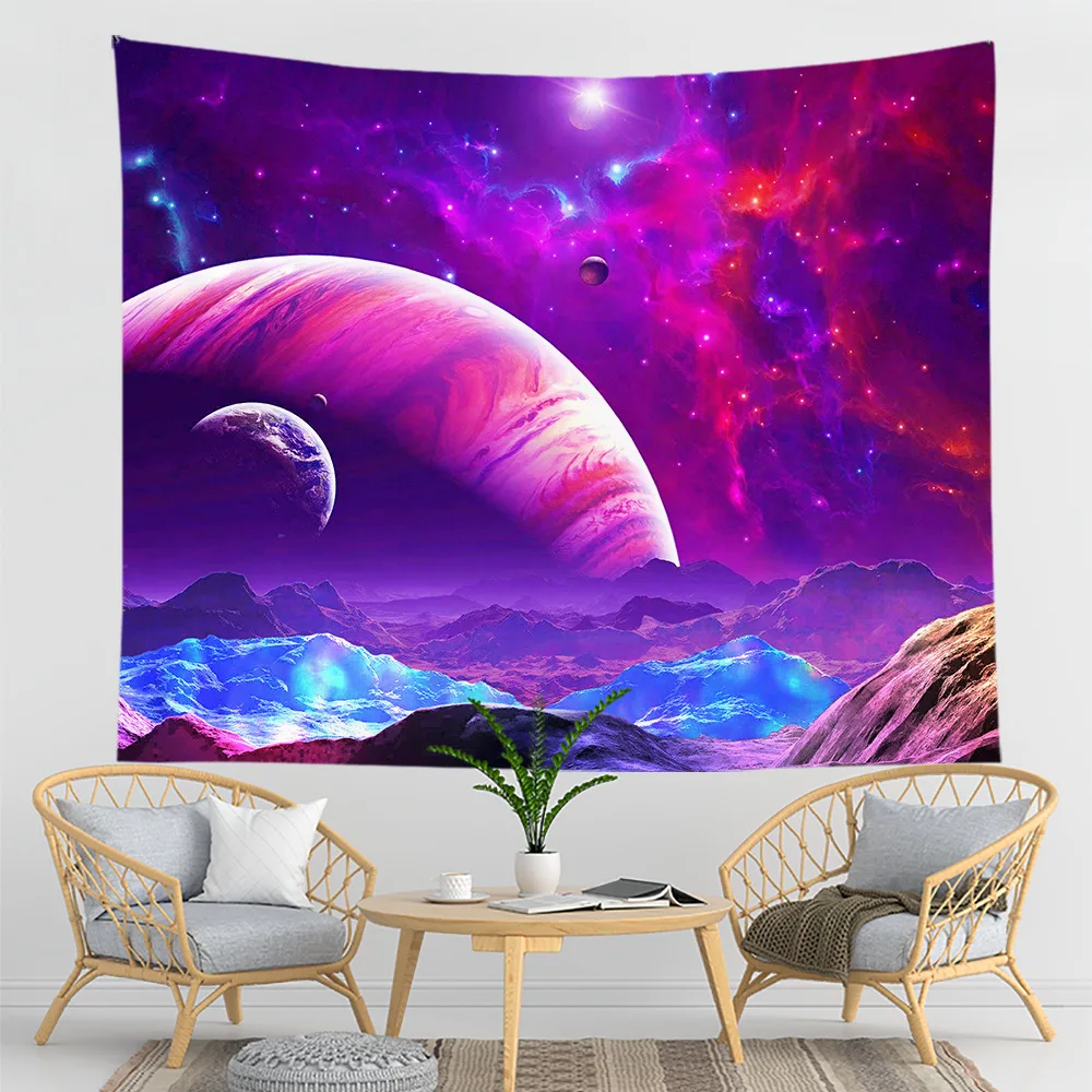 

Purple Psychedelic Planet Tapestry Blanket Astronomical Wall Hanging Nordic Home Dorm Bedroom Decor Mountain Galaxy Wall Cloth