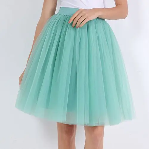 light green Вечерние пышные 5 слоев 60 см модные женские тюль юбка пачка Свадебные невесты Нижняя юбка лолита Saia - Цвет: light green