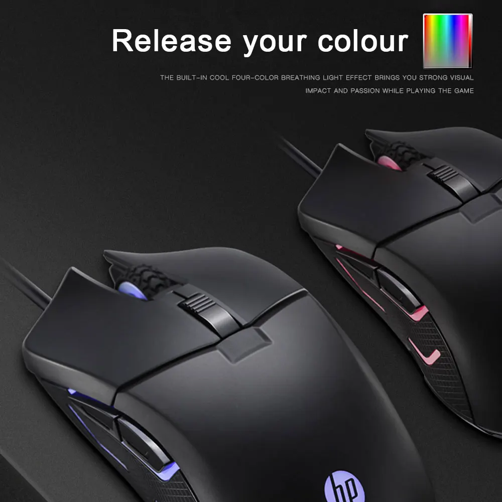 Hp G260 RGB светодиодный светильник Проводная игровая мышь профессиональная эргономичная Макросъемка 5500 dpi Мышь для ПК компьютера ноутбука Бесшумная мышь