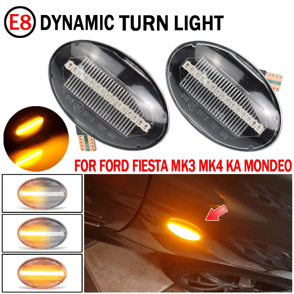 2 шт. динамические боковые габаритные огни для Ford Fiesta III IV MK3 MK4 1990 2000 2001 KA Mondeo I Transit