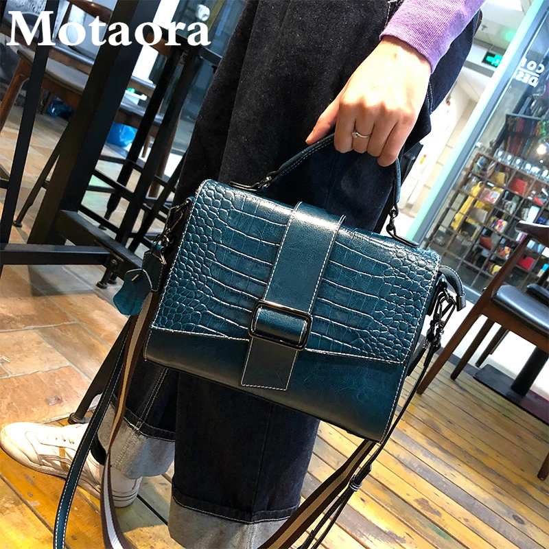 

Motaora Women's Bag New Luxury Crocodile Pattern Shoulder Bag Fashion Solid Leather Handbag For Women All-match Crossbody Bags